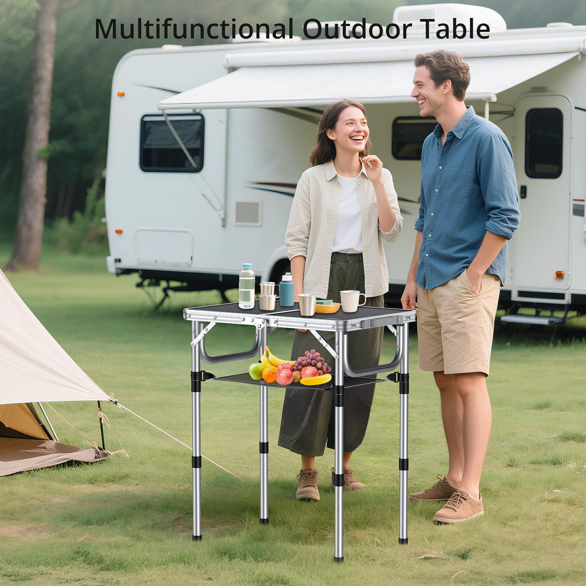 Folding Camping Table 24"X 16" Adjustable Height B59202