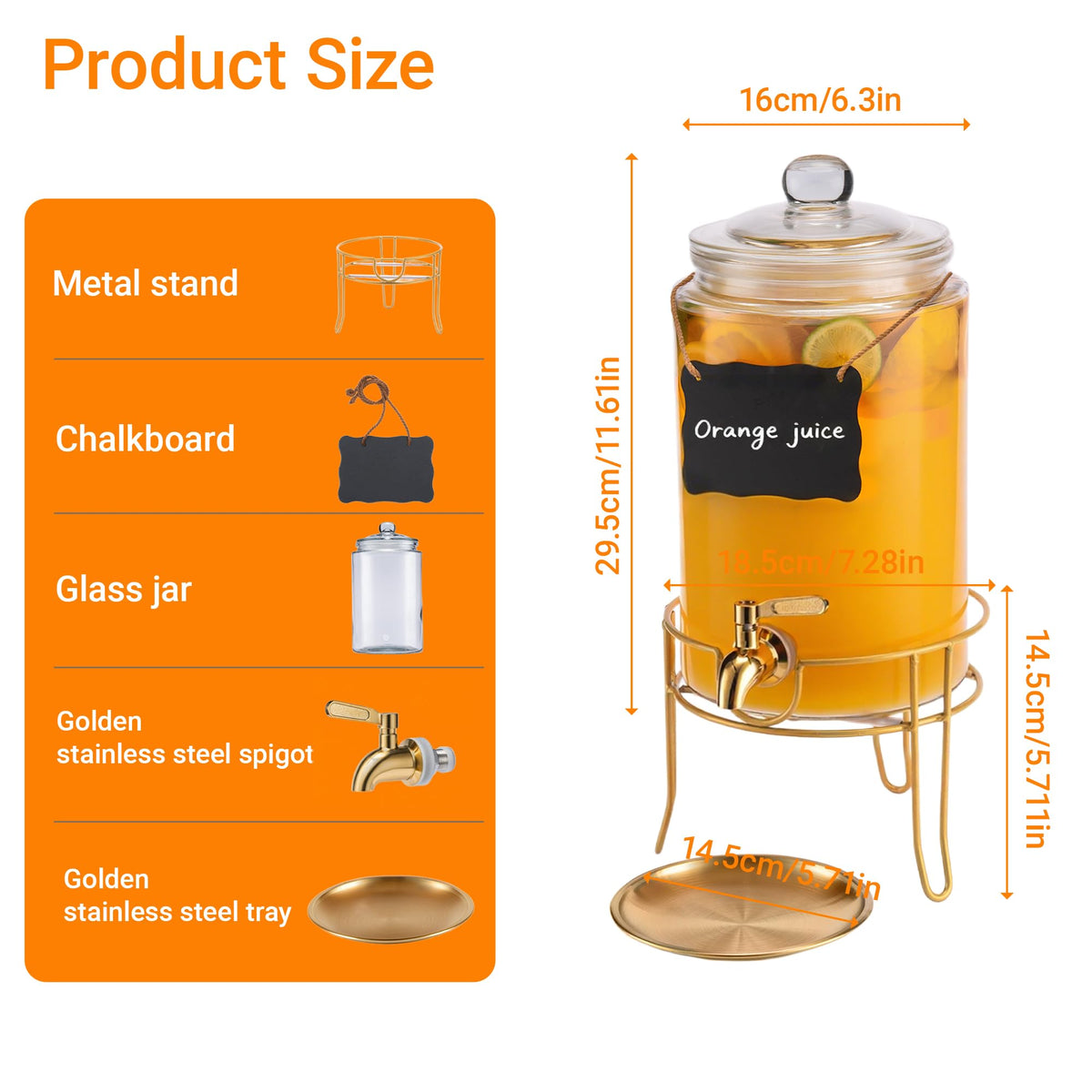 1 Gallon Glass Drink Dispenser with Stand K5235