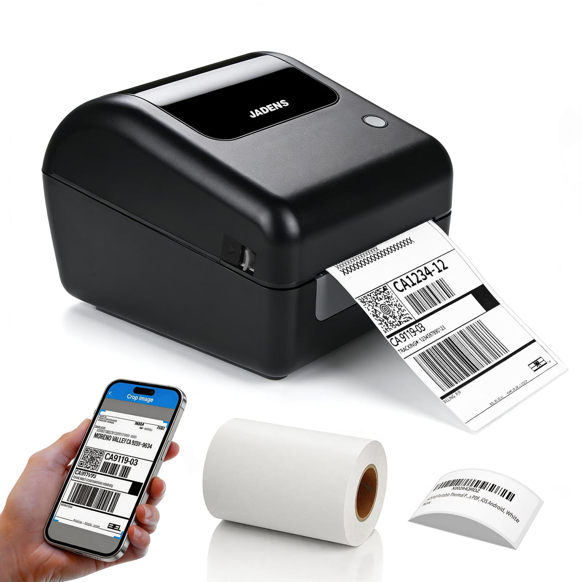Bluetooth Thermal Shipping Label Printer with Built-in Label Bin, Wireless 4x6, Black S109