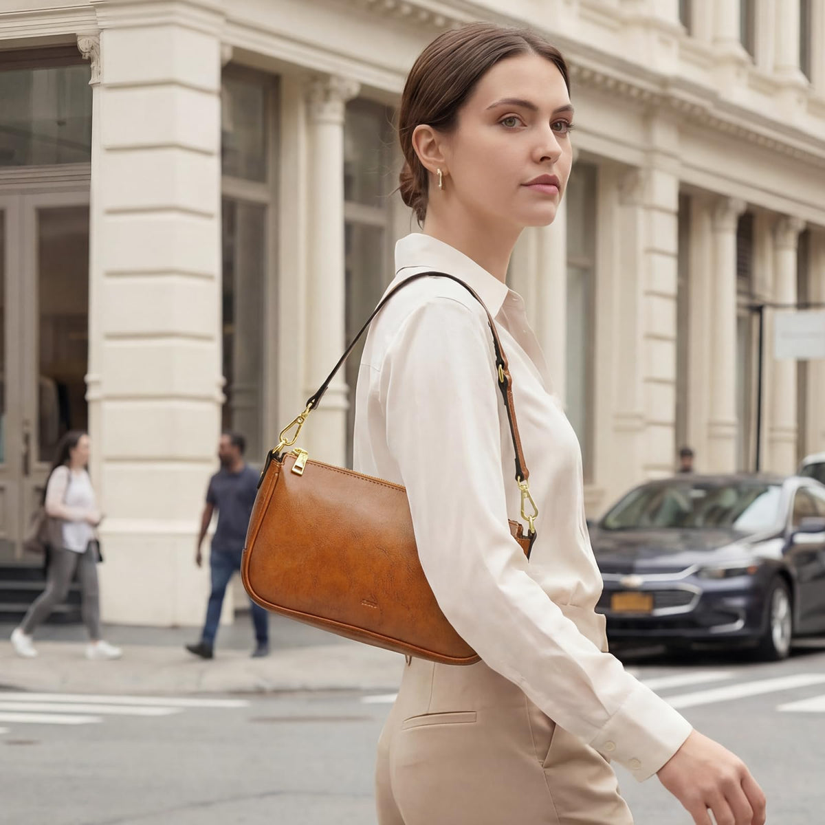 Leather Crossbody Bags with 2 Straps D9464