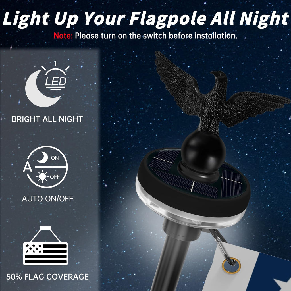 7FT Stainless Steel Flag Pole Kit with Solar Light and Adjustable Bracket T231