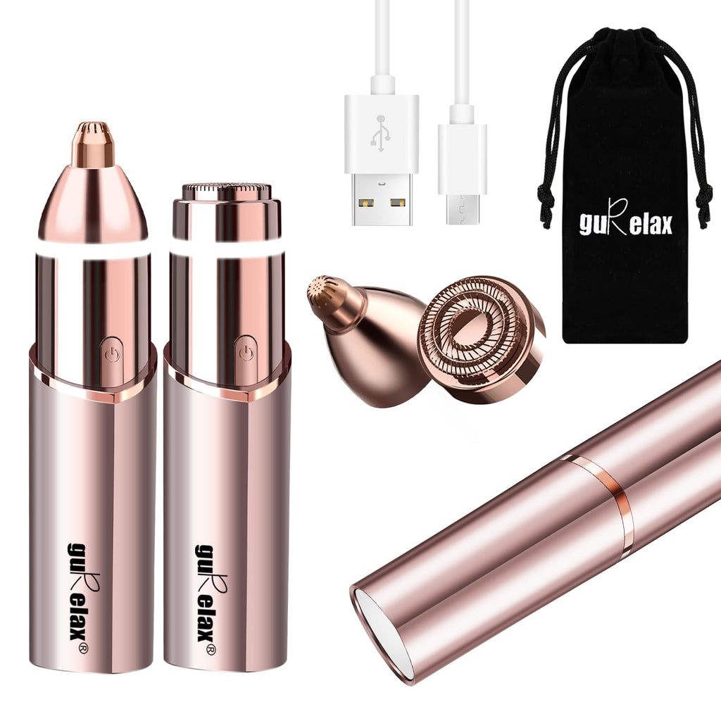 2-in-1 Electric Facial Hair Removal & Eyebrow Shaver with Mirror Light O319967