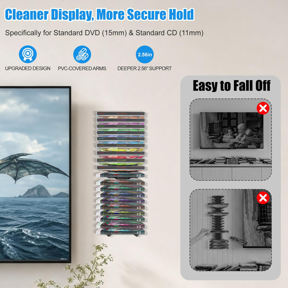 Anti-Drop CD Storage Shelf Wall Mount 4 Pack Y54872