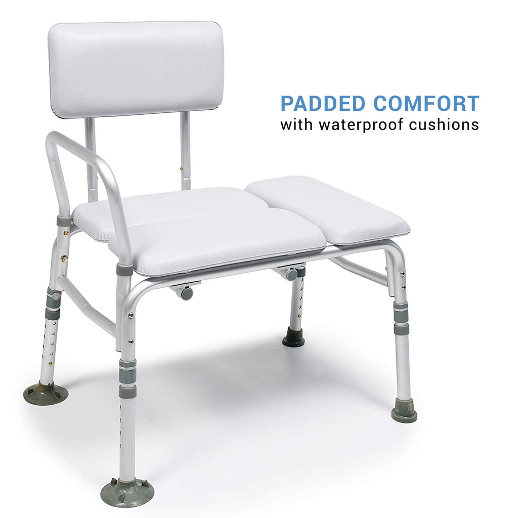 2-in-1 Tub Transfer Bench & Shower Chair, Padded Seat & Back, Height Adjustable X727