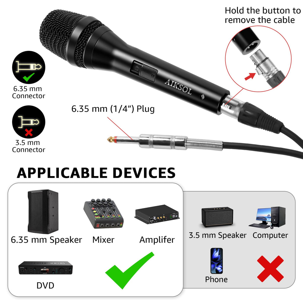Wired Dynamic Handheld Karaoke Microphone with On and Off Switch M437