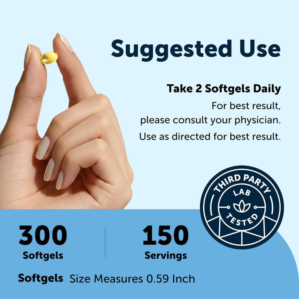 Omega-3 Fish Oil 1,000mg 300 Softgels Lemon Flavored M901