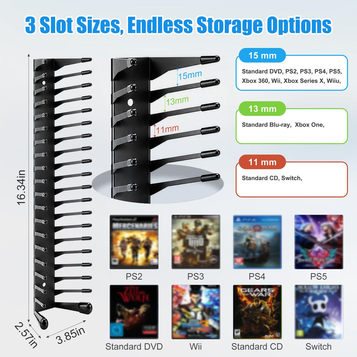 Anti-Drop CD Storage Shelf Wall Mount 4 Pack Y54872