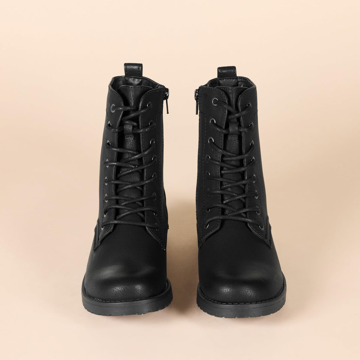 Lace-Up Ankle Boots with Side Zipper U5089