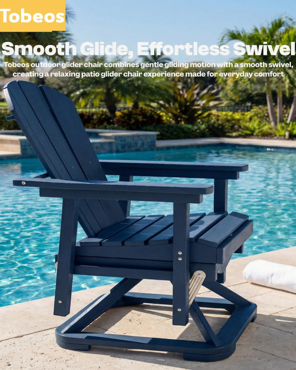 HDPE Oversized Swivel Glider Rocking Chair Set of 2 Navy Blue A140431