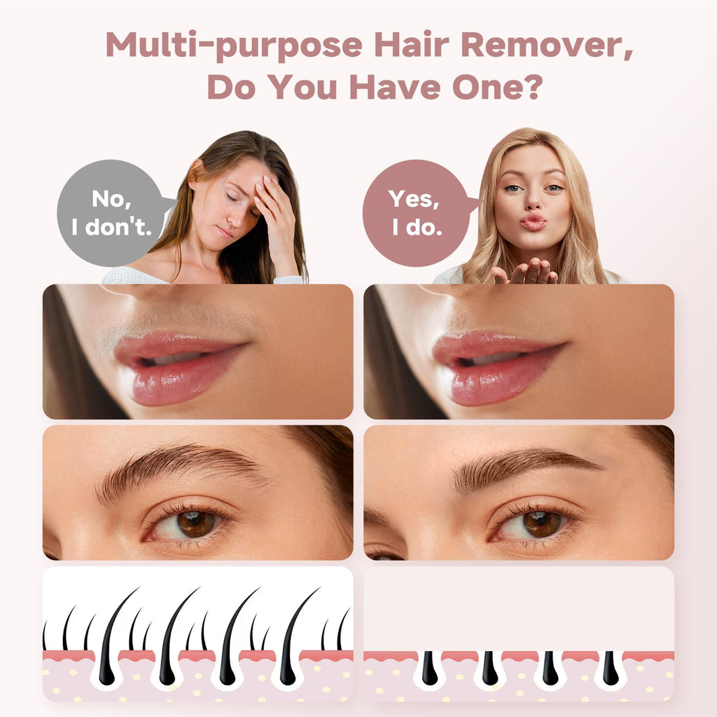 2-in-1 Electric Facial Hair Removal & Eyebrow Shaver with Mirror Light O319967