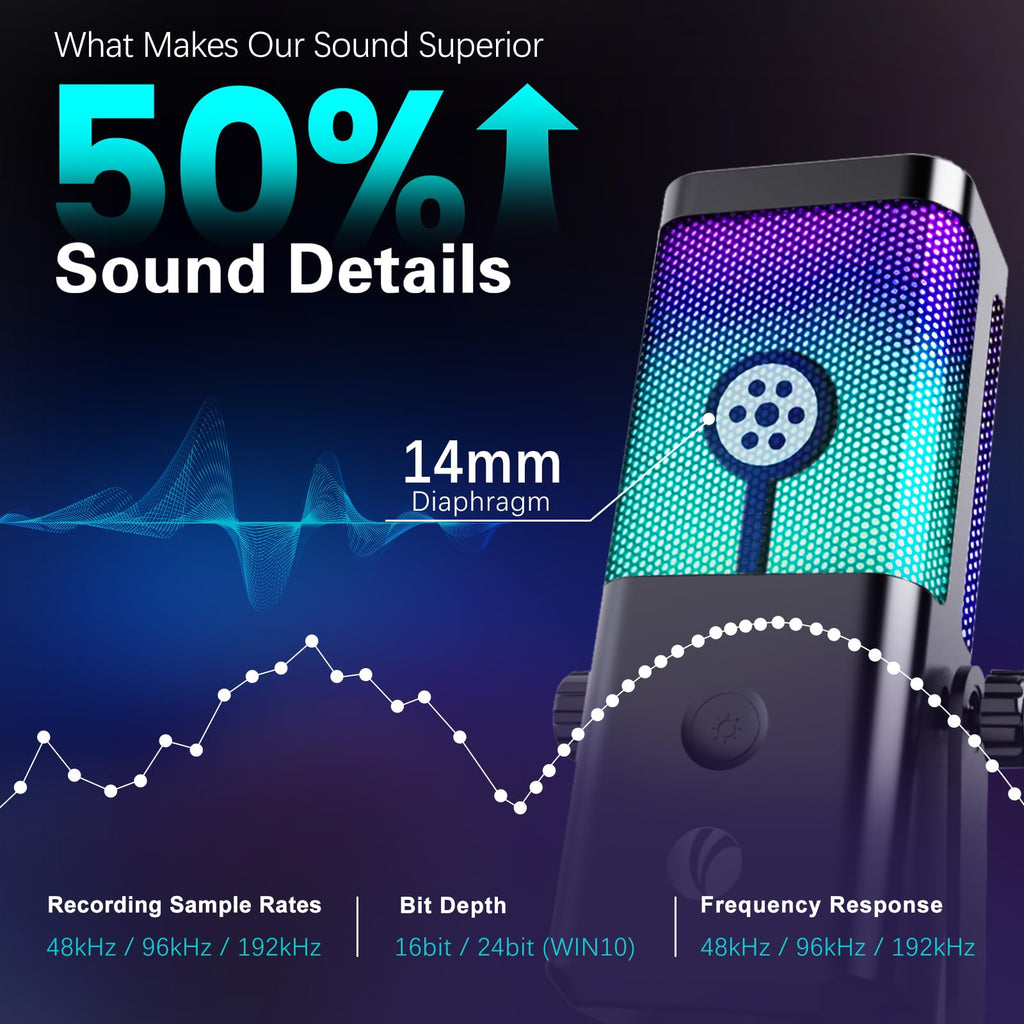 Black USB Condenser Microphone with Boom Arm F619