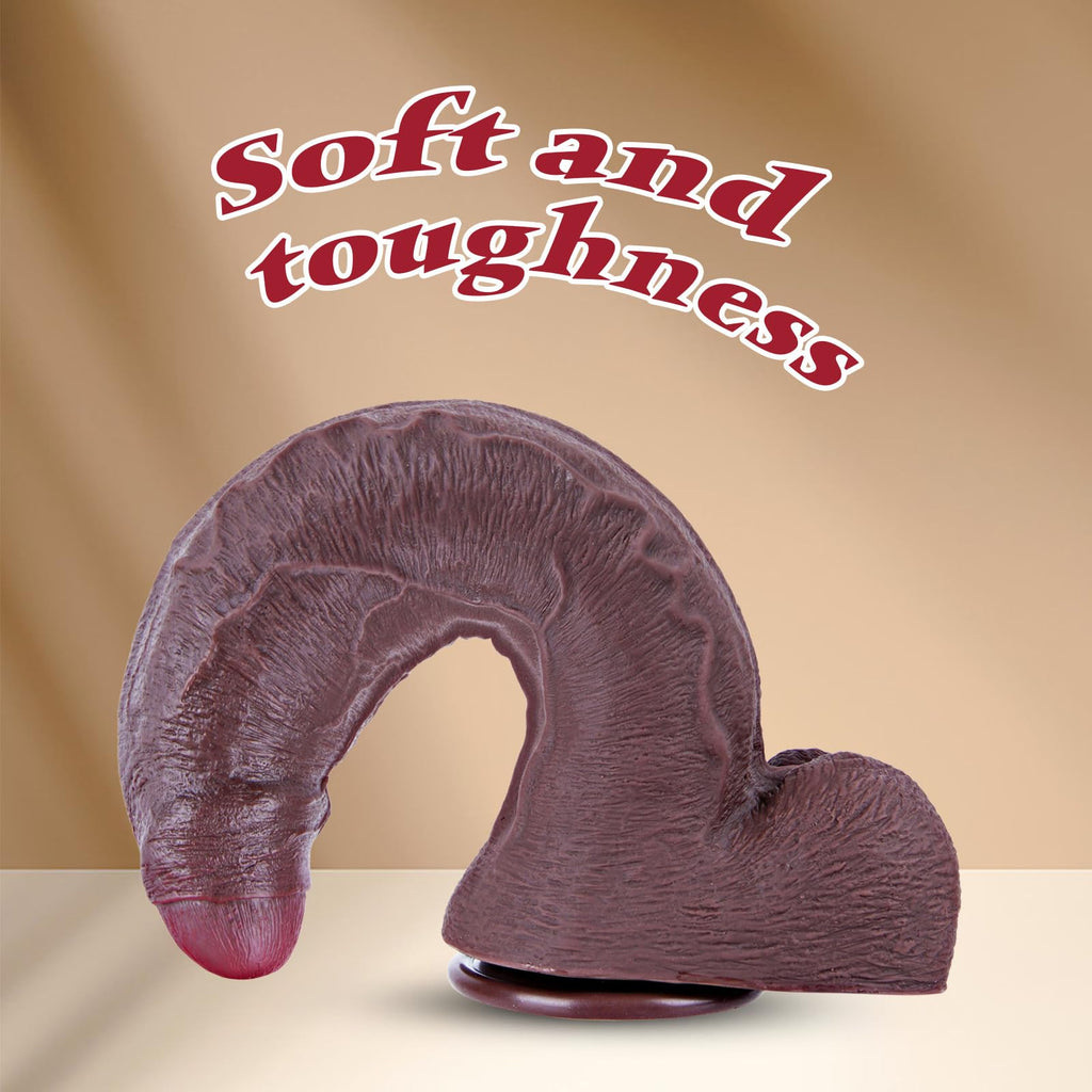7.1" Silicone Realistic Dildo with Suction Cup Black V75149