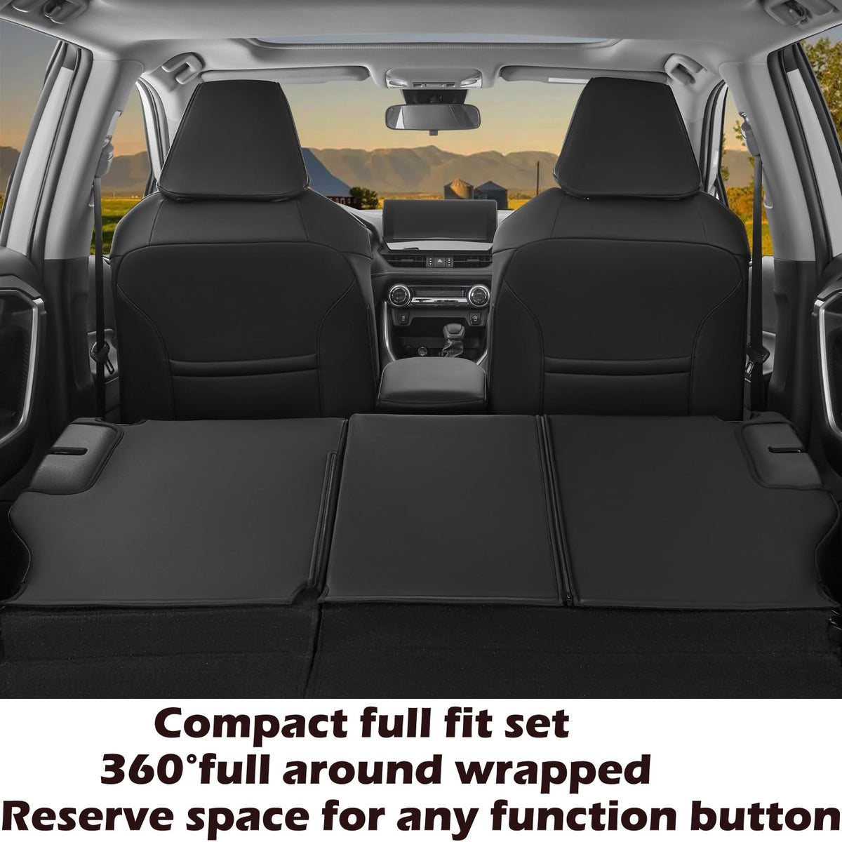 Black Leather 5 Seats Car Seat Covers Set G33676
