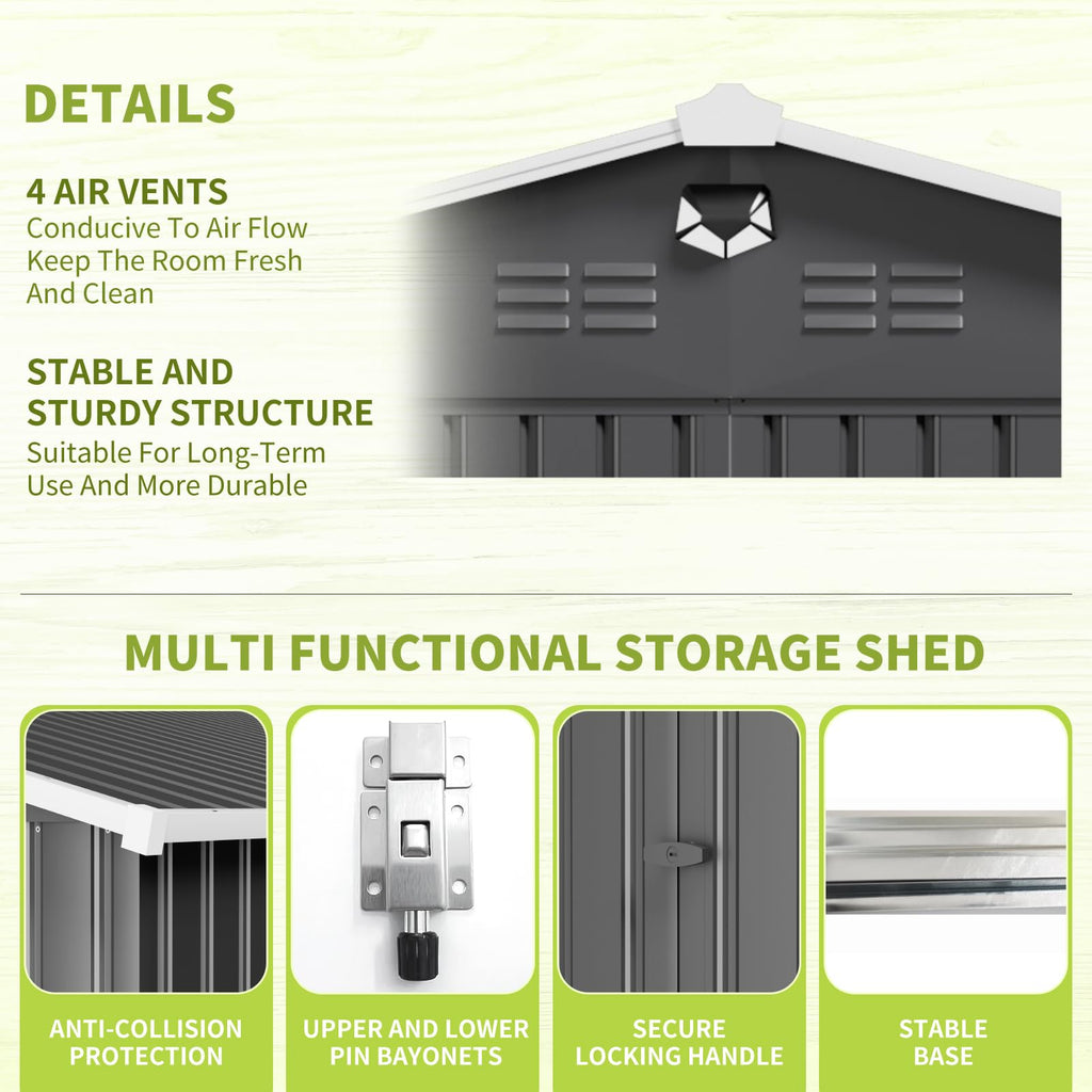 10x14 Metal Storage Shed with Lockable Doors L2187