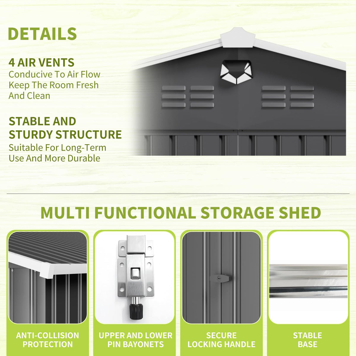 10x14 Metal Storage Shed with Lockable Doors L2187