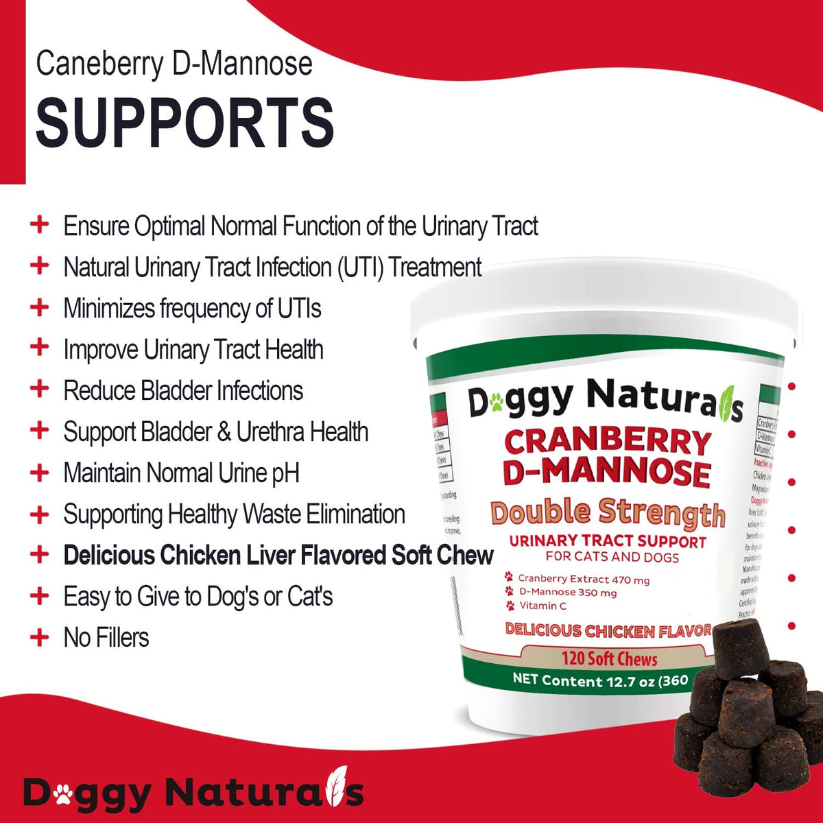 Cranberry D-Mannose Soft Chew 11.4 oz 120 Count V312