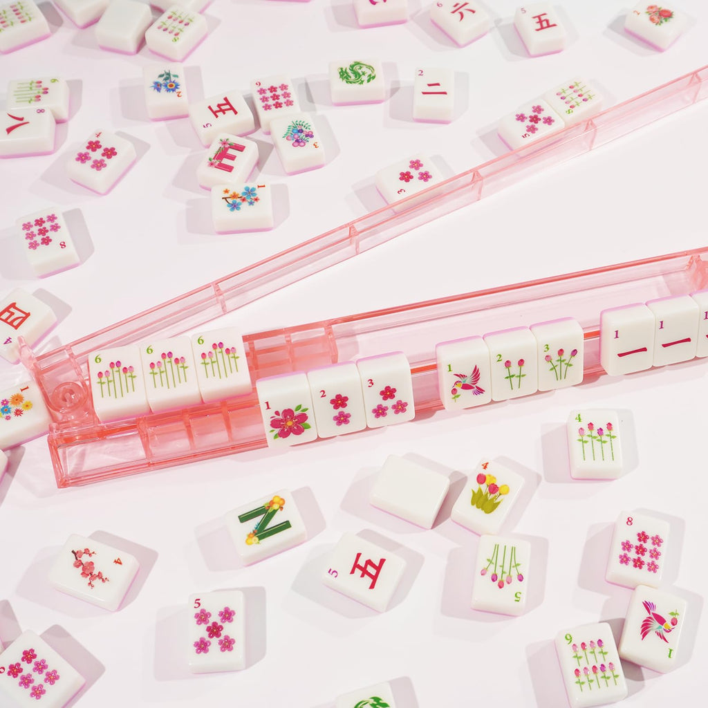 1.2” American Mahjong Set 168 Pink Floral Melamine Tiles T81840