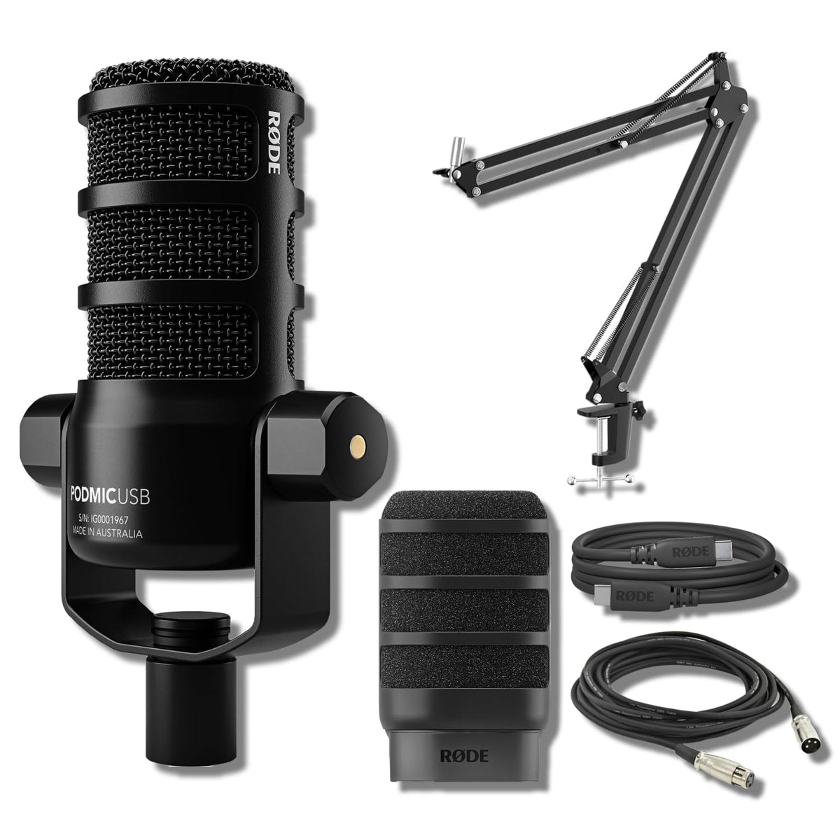 USB Dynamic Broadcast Microphone with Boom Arm and XLR Cable I498