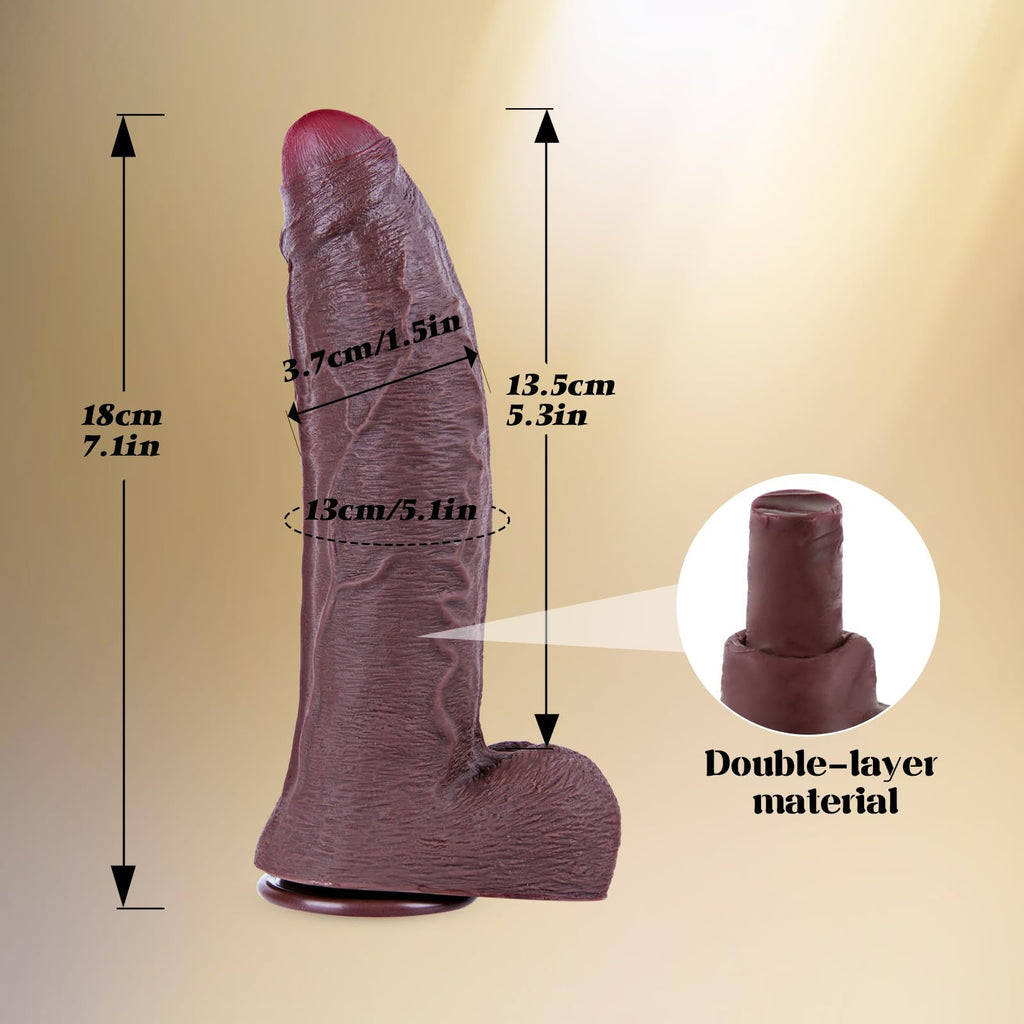 7.1" Silicone Realistic Dildo with Suction Cup Black V75149
