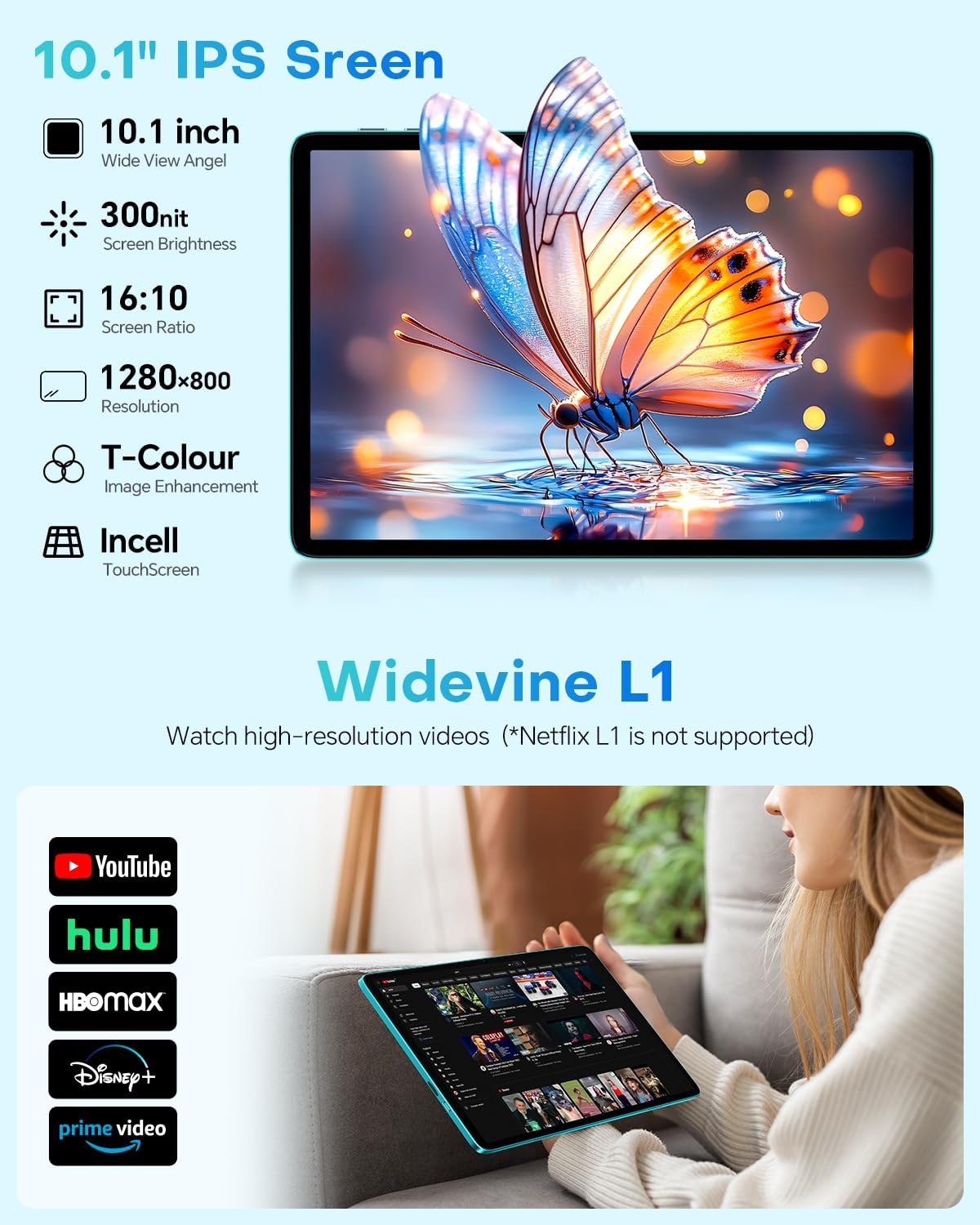 10.1" Android 2-in-1 Tablet Bundle with Keyboard Mouse Case A370