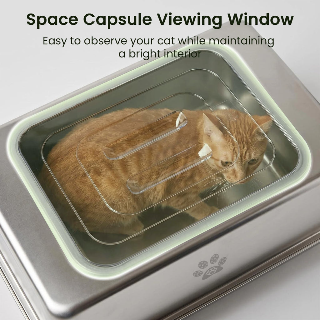 Enclosed Stainless Steel Cat Litter Box with Lid O974550