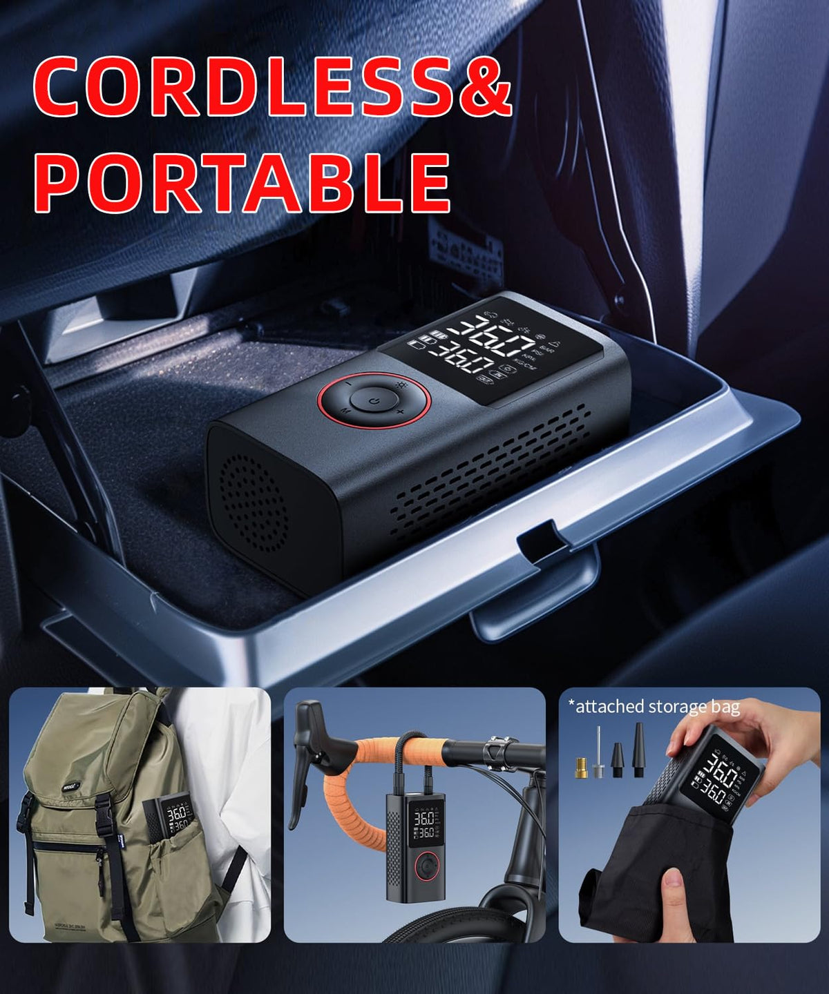 150 PSI Portable Air Compressor Tire Inflator with Pressure Gauge U702795