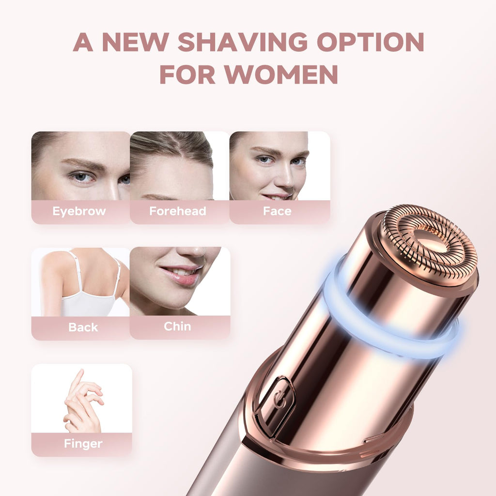 2-in-1 Electric Facial Hair Removal & Eyebrow Shaver with Mirror Light O319967