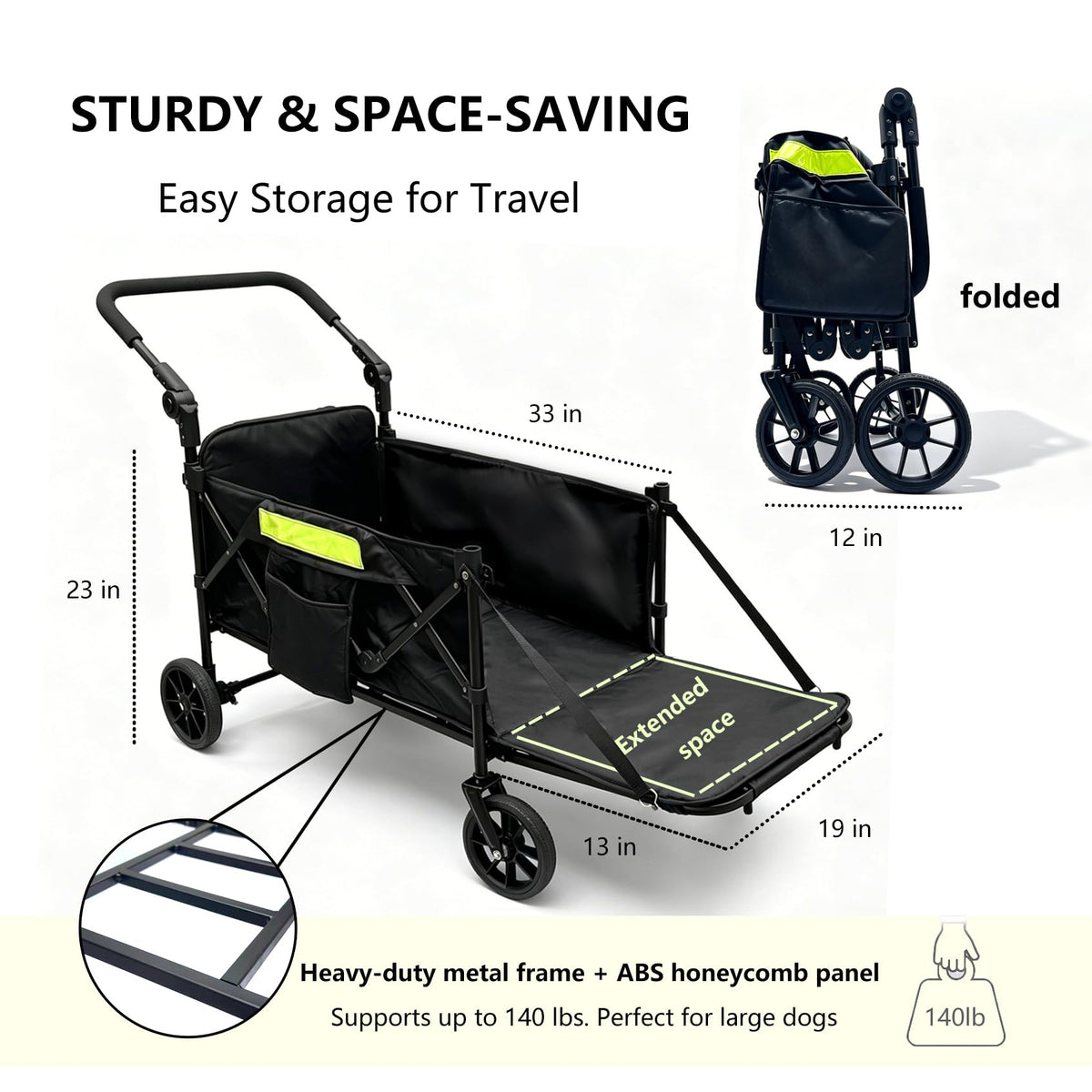 Dual-Entry Dog Wagon with Thick Mat & Lift Harness Y131528