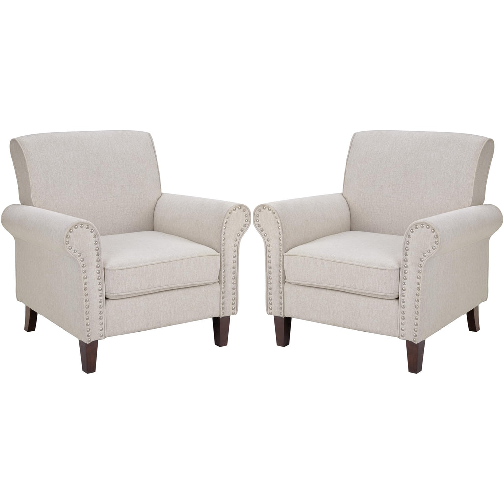 Beige Mid-Century Modern Accent Chairs Set of 2 E81063