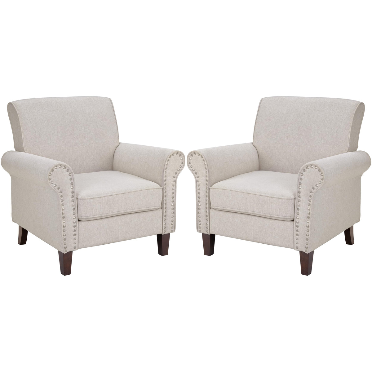Beige Mid-Century Modern Accent Chairs Set of 2 E81063