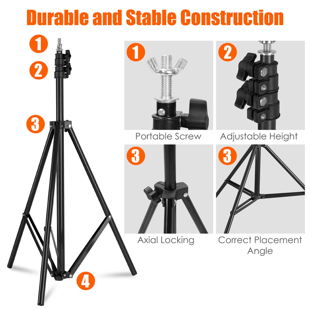 6.5x10FT Portable Backdrop Stand Kit with 4 Steel Clamps Carrying Bag C306389