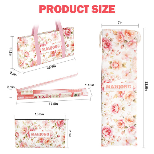 1.2” American Mahjong Set 168 Pink Floral Melamine Tiles T81840