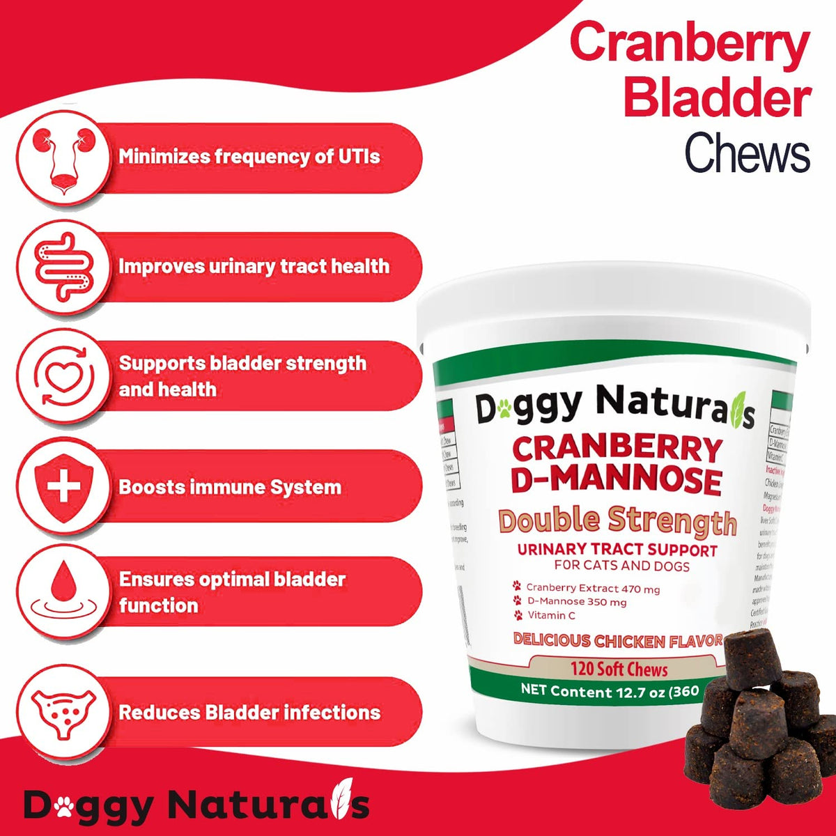 Cranberry D-Mannose Soft Chew 11.4 oz 120 Count V312