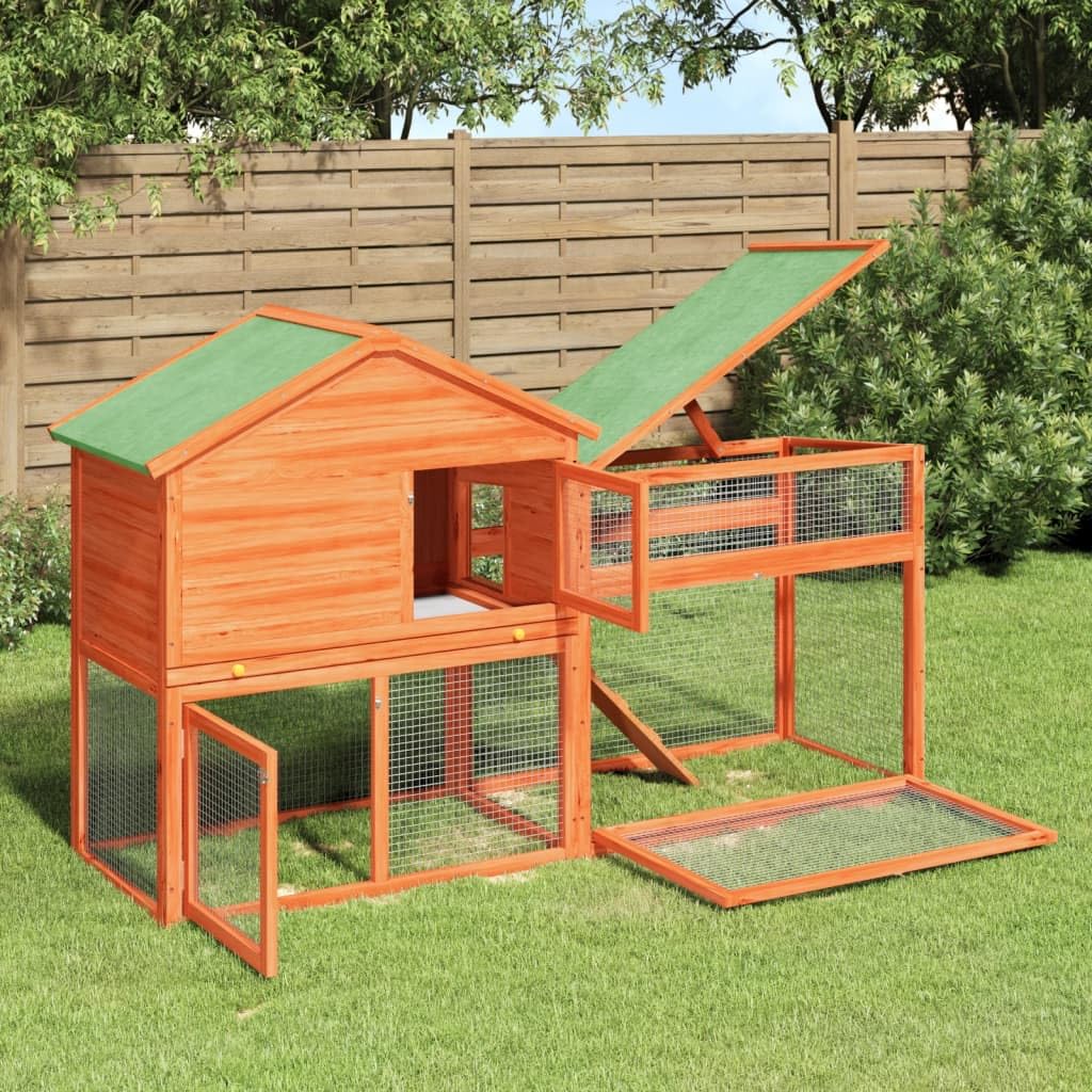 73 Inch 2 Tier Wooden Small Animal Cage Z58155