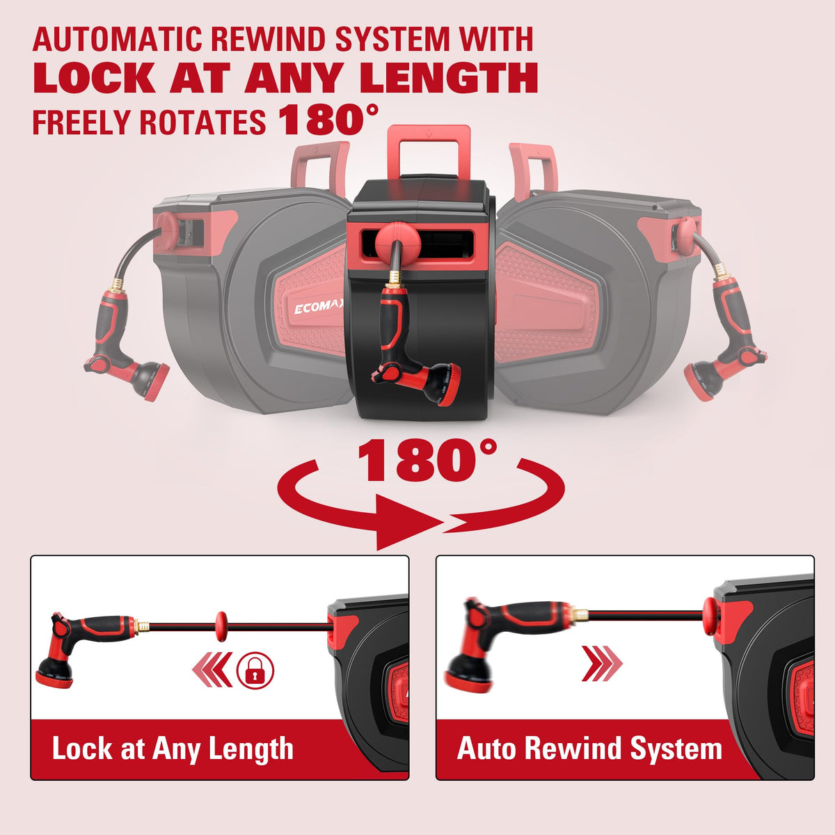Retractable Garden Hose Reel 1/2" x 100 ft W7907