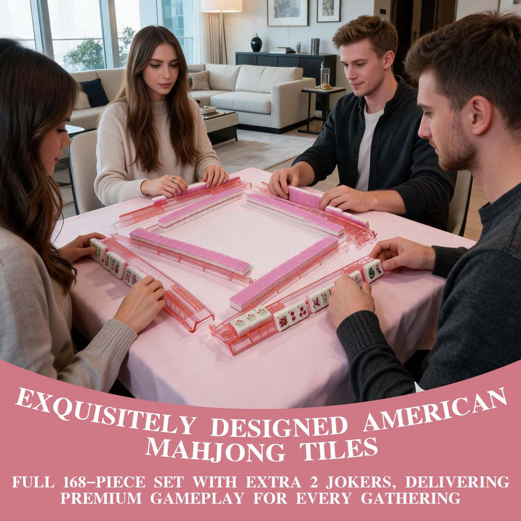 1.2” American Mahjong Set 168 Pink Floral Melamine Tiles T81840