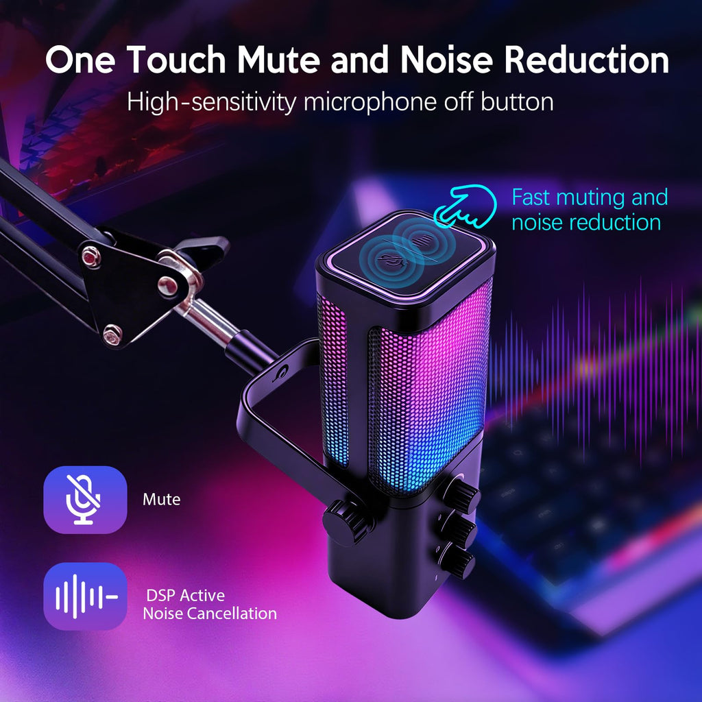 Black USB Condenser Microphone with Boom Arm F619