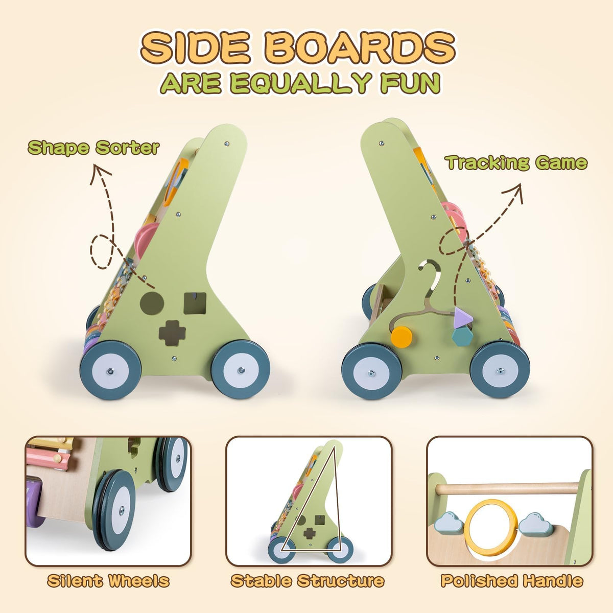 Wooden Baby Walker with Wheels W4851