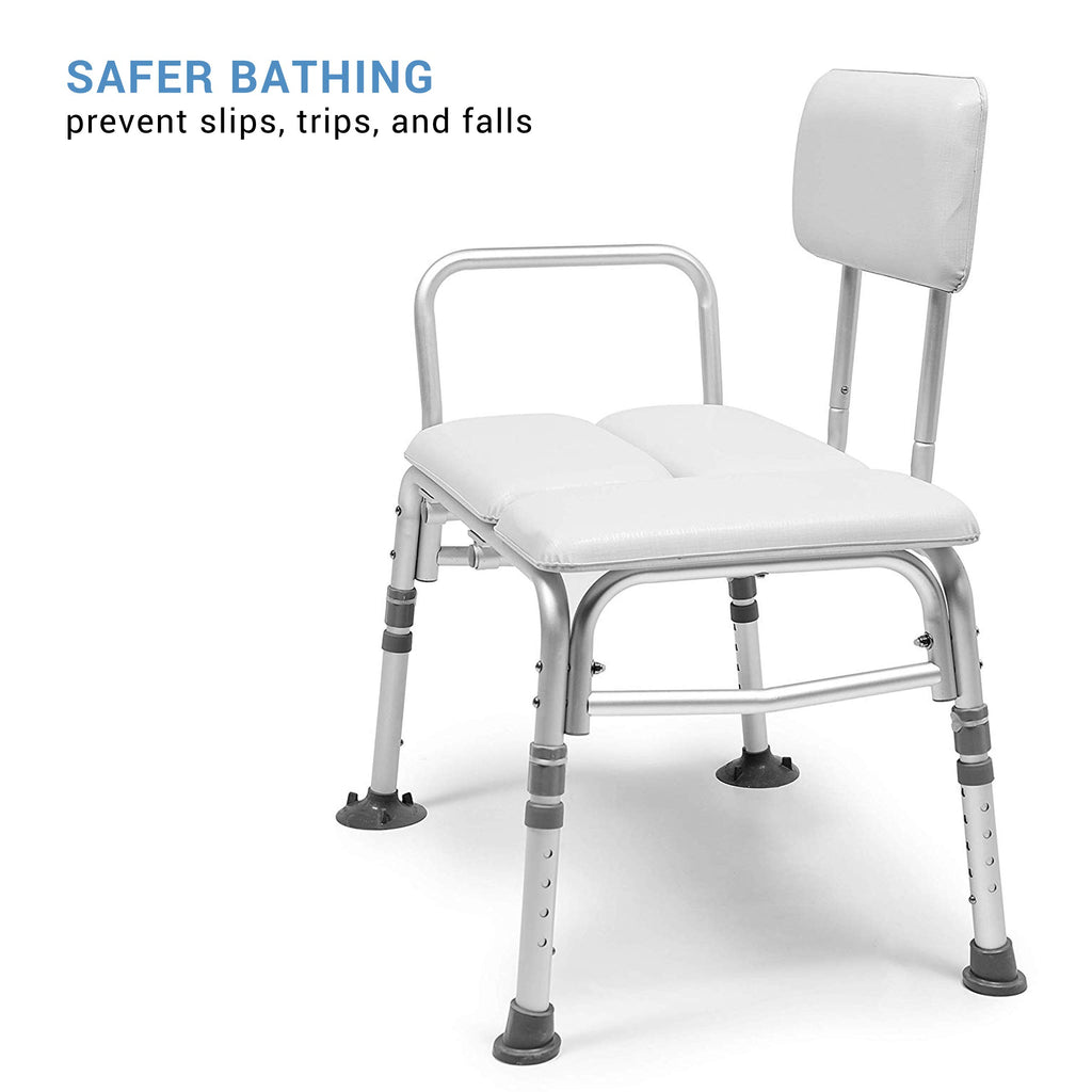 2-in-1 Tub Transfer Bench & Shower Chair, Padded Seat & Back, Height Adjustable X727