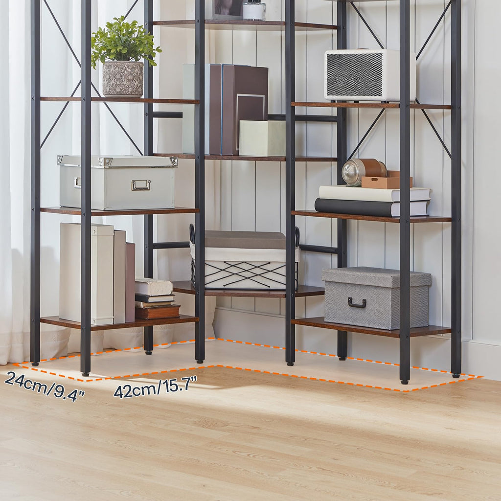 Industrial 5-Tier L-Shaped Corner Bookshelf K8350