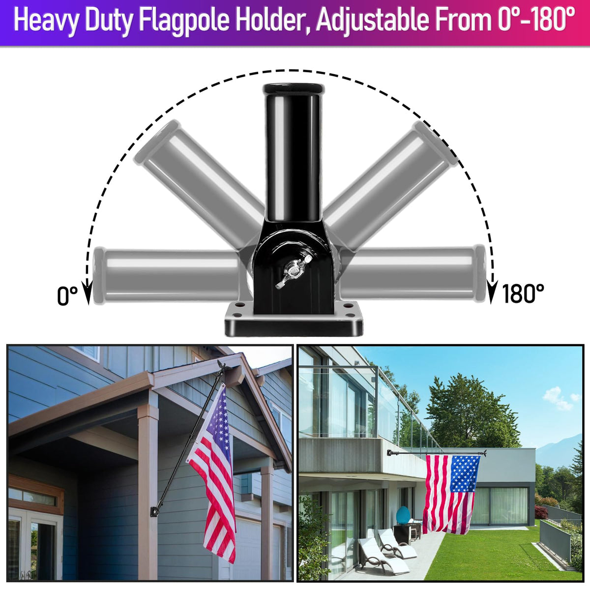 7FT Stainless Steel Flag Pole Kit with Solar Light and Adjustable Bracket T231