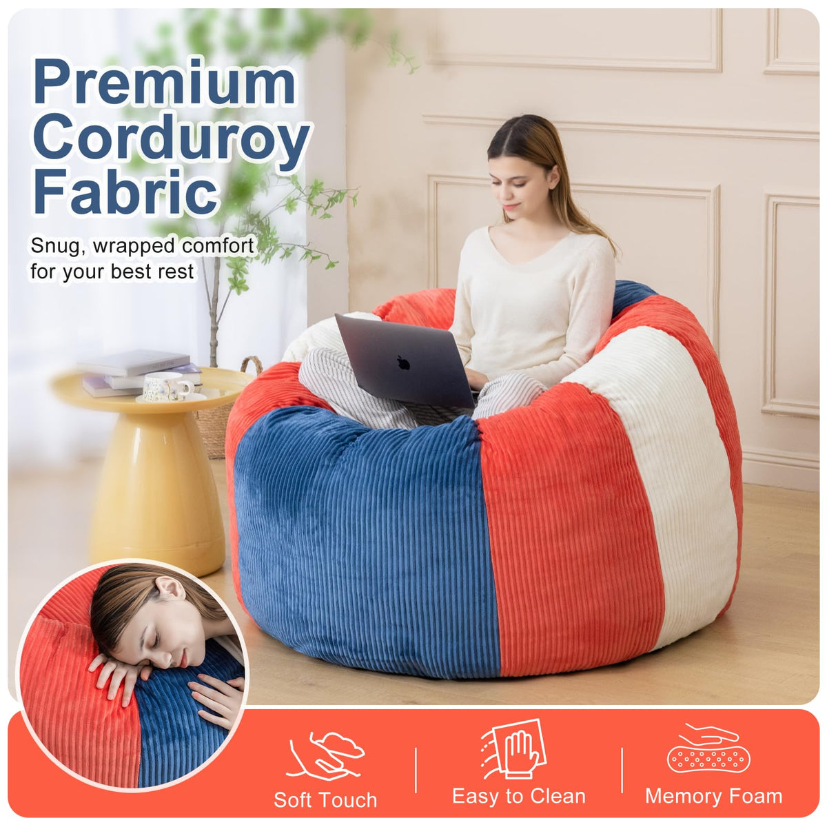 Shredded Foam Bean Bag Chair with Arms D920