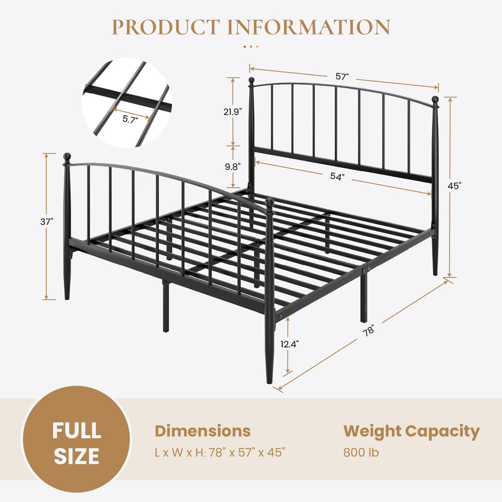 Full Size Black Metal Platform Bed Frame L62879