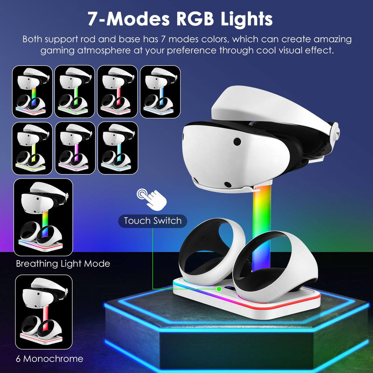 Charging Stand for PlayStation VR2 with Controller Charging Dock and Type-C Cable T5912
