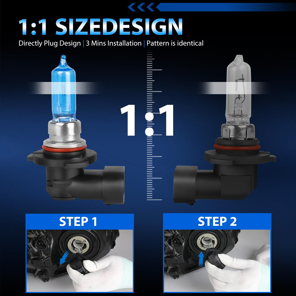 Halogen Headlight Bulbs 9005 High Beam 9006 Low Beam Pack of 4 U902016