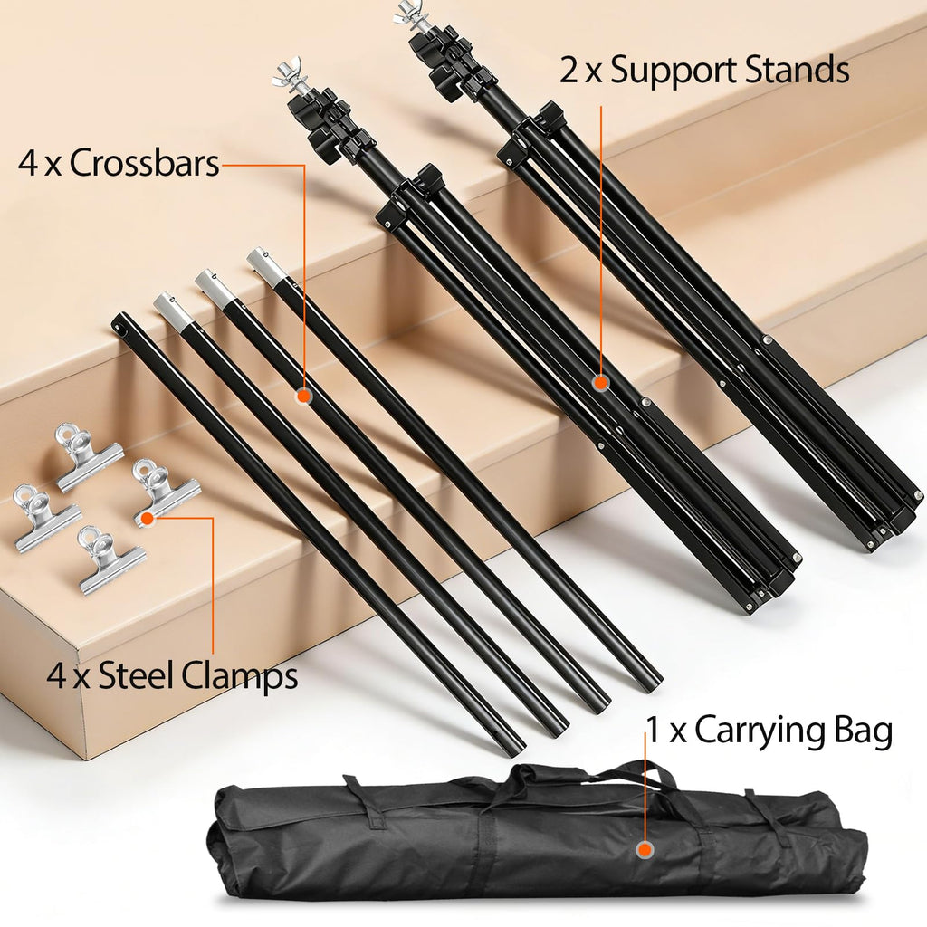 6.5x10FT Portable Backdrop Stand Kit with 4 Steel Clamps Carrying Bag C306389