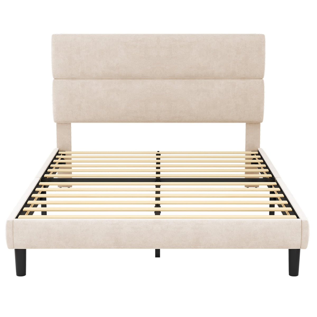 Queen Size Velvet Upholstered Platform Bed Frame A99749