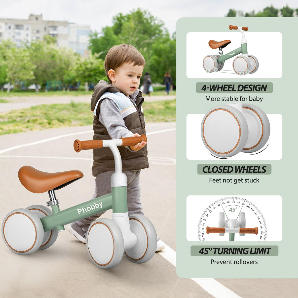 Green Adjustable Baby Balance Bike Z146495