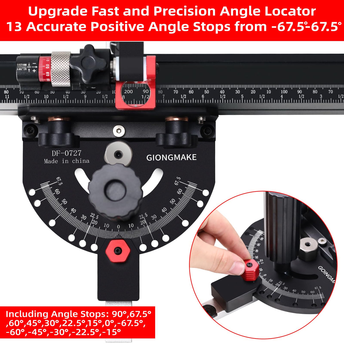 Table Saw Miter Gauge with Extendable Fence and Flip Stop D725331