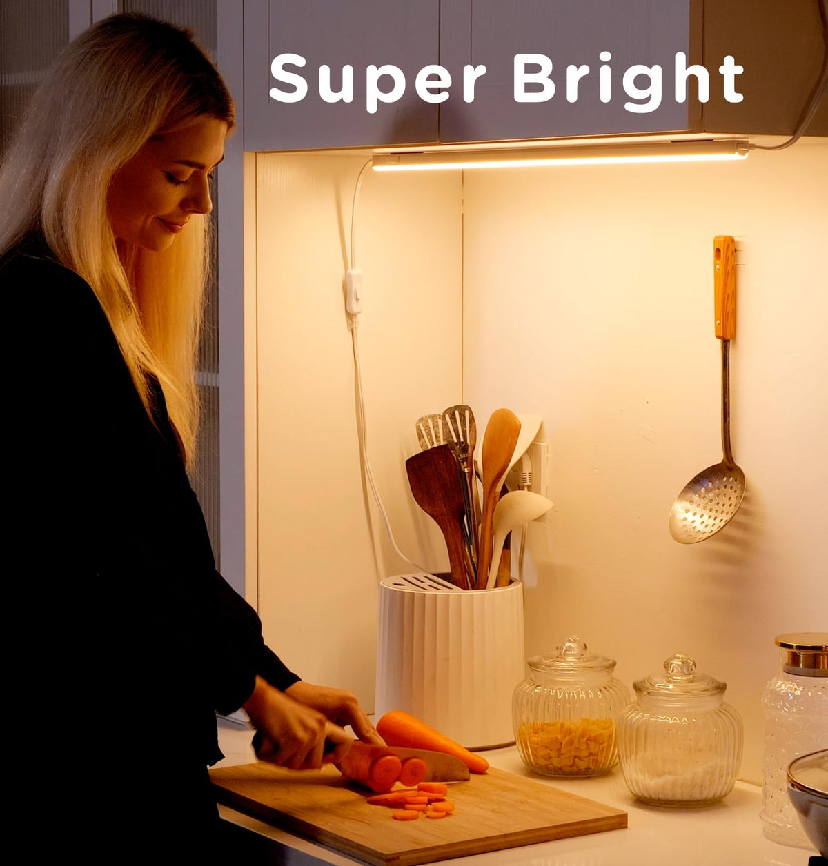 Under Cabinet Lighting Plug in AC120V 3CCT 3000/4000/5000K Linkable Ultra Slim LED Cabinet Light 24inch White 2Pack L331